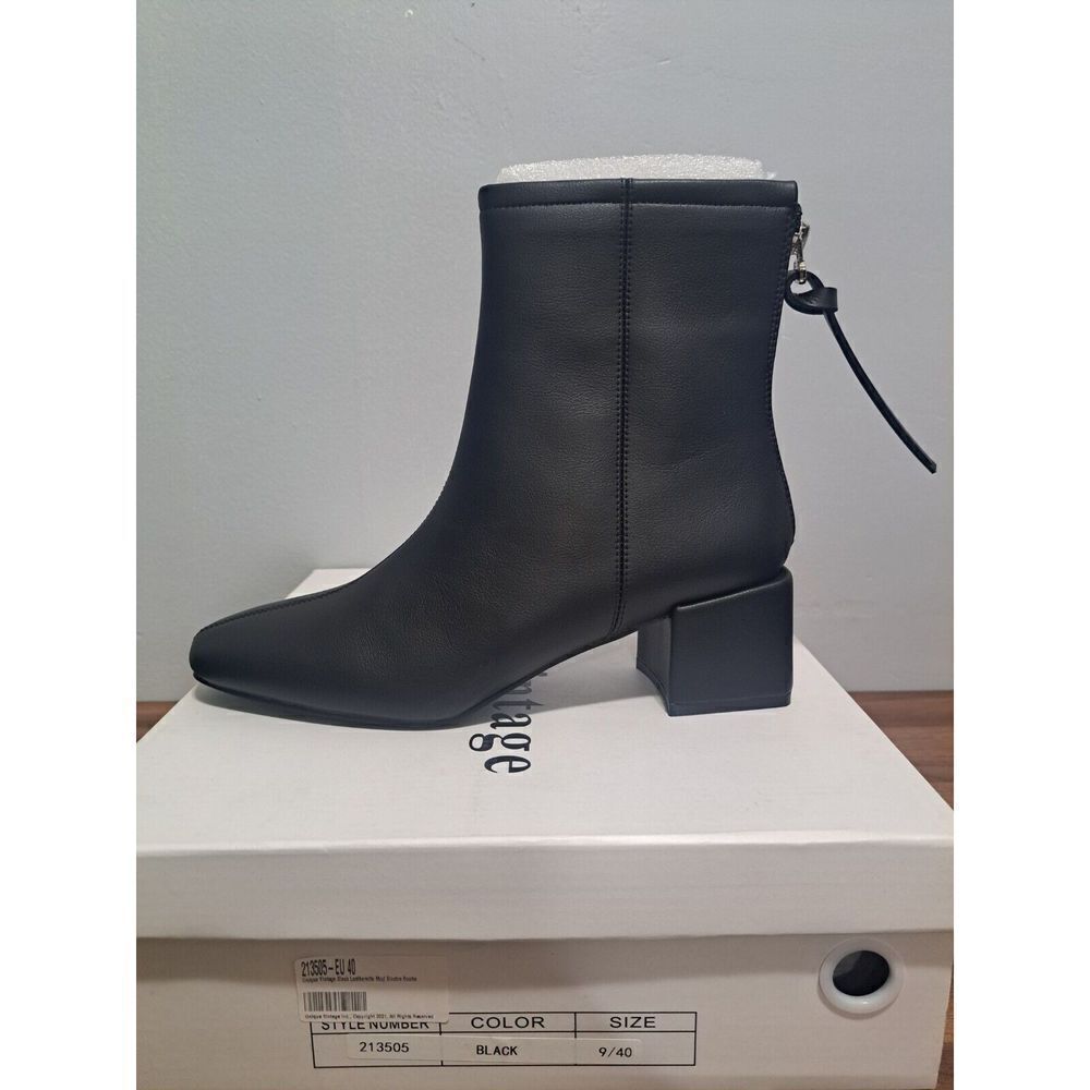 Unique Vintage Booties Women's Size 10 Black Faux Leather 1960's Sintra Boots - Picture 4 of 10